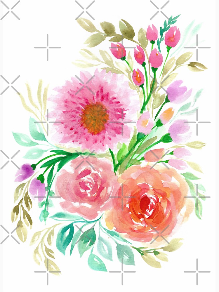 Pink Peach Flower in Watercolor Painting by MyArt23 Unisex