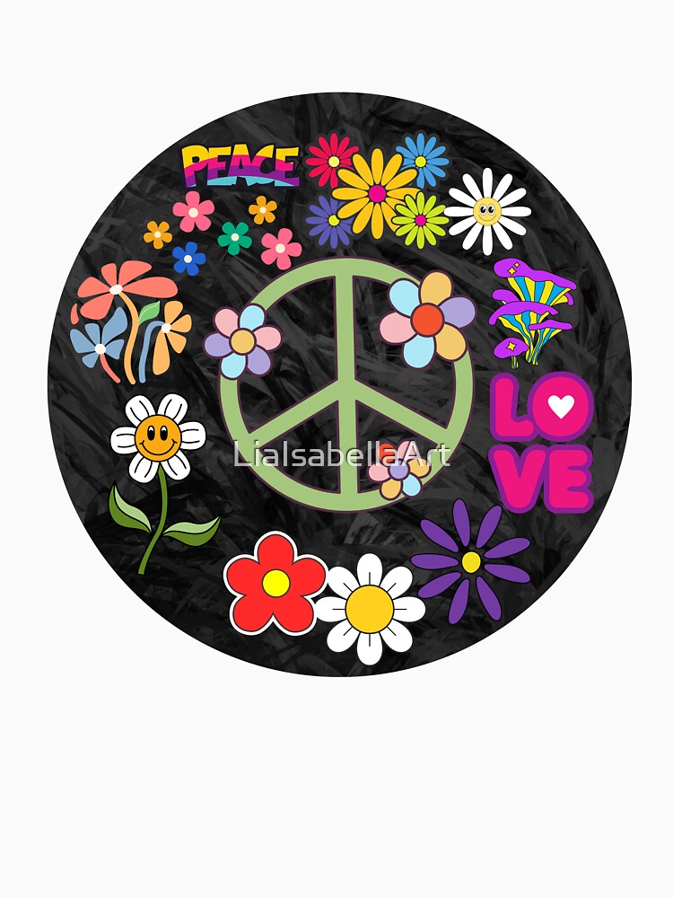 Retro Hippie Peace by LiaIsabellaArt Unisex
