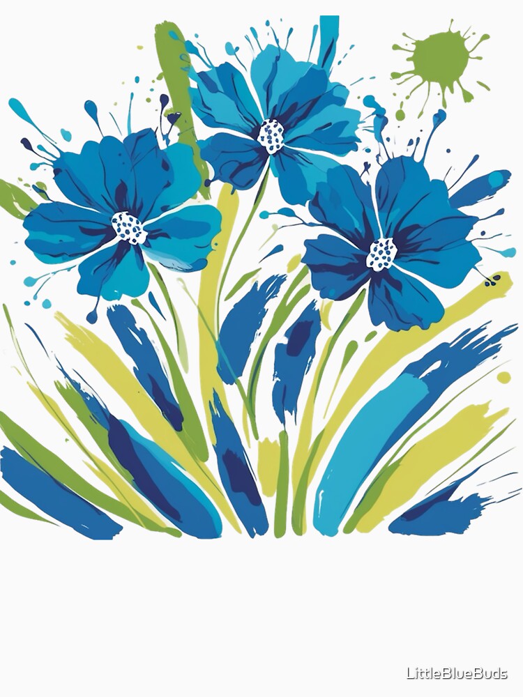 Abstract Blue Blooms “blue flowers” by LittleBlueBuds Unisex