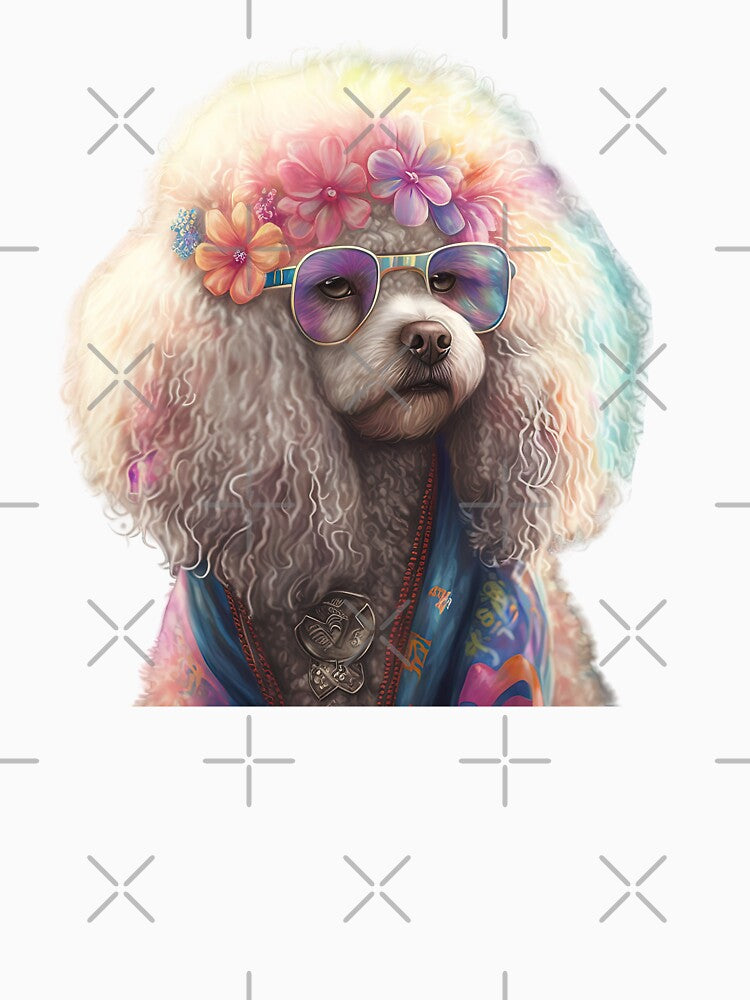 Funny hippie poodle by AnimalArtPhotos Unisex