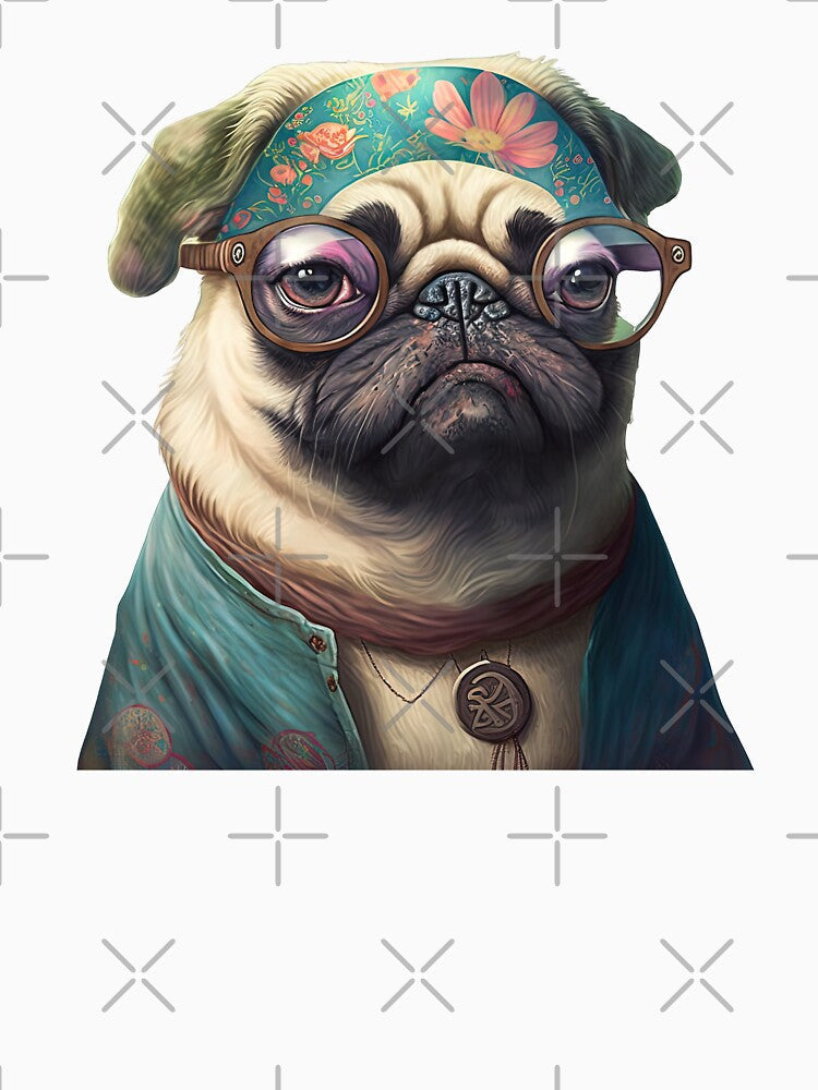 Hippy pug by AnimalArtPhotos Unisex