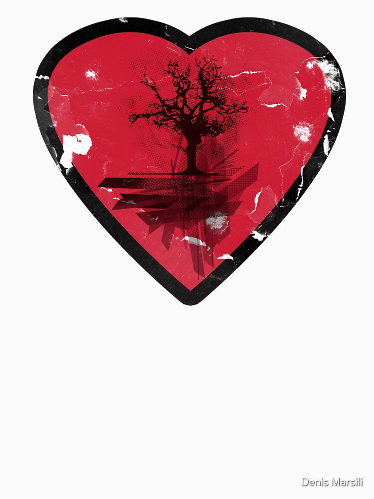 Love Nature - Grunge Tree and Heart - Earth Friendly T Shirt by Denis Marsili Unisex