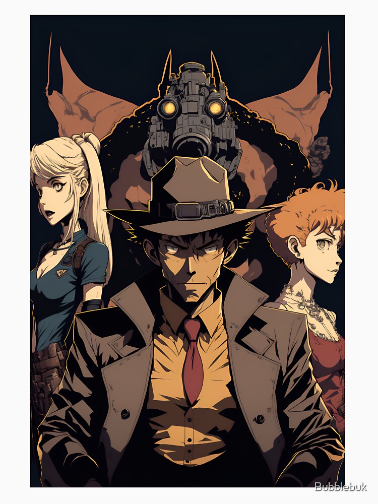 Anime Detective Man with his sidekicks by Bubblebuk Unisex