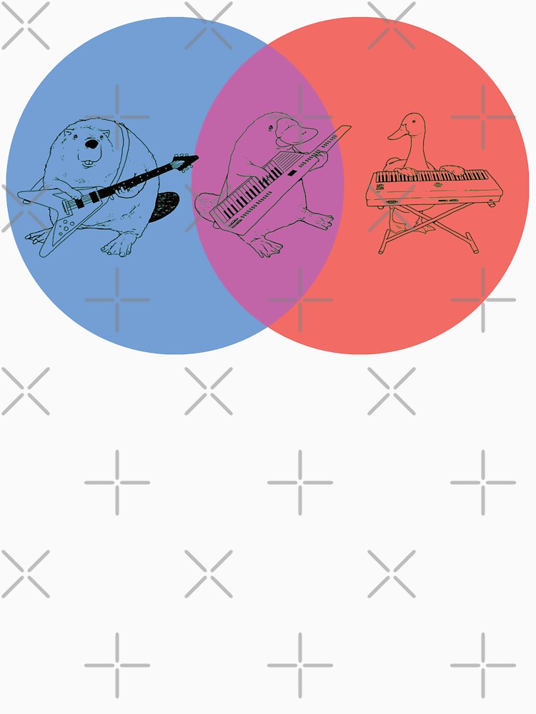 Keytar Platypus Venn Diagram - Blue Purple Red Dark by GuyBlank Unisex