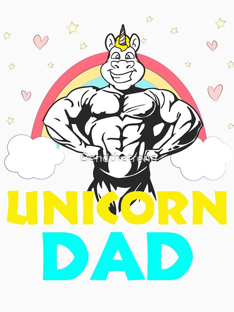 Unicorn Theme Colorful Dad Party Funny Novelty Gift Shirt by Bendthetrend Unisex