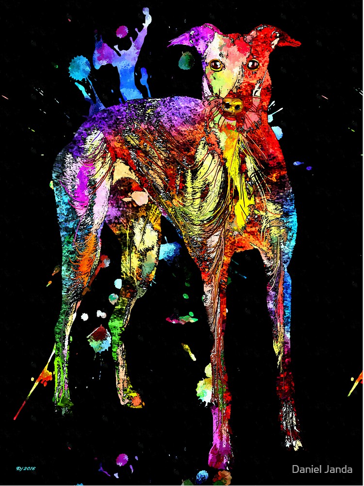 Greyhound Black Grunge by Daniel Janda Unisex