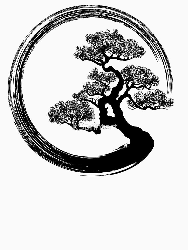 Enso Zen Circle and Bonsai Tree by k9printart Unisex