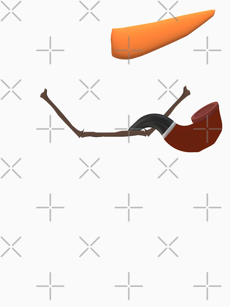Smiling Snowman Face with Carrot Nose, Pipe and Twig Mouth by ArtByLM