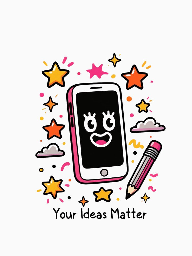 Your Ideas Matter – Happy Mobile Tee by EcoArtTees Unisex
