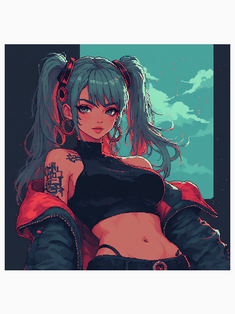 Retro Art Blue Hair Girl From Cyberpunk Beautiful by pexoboy Unisex
