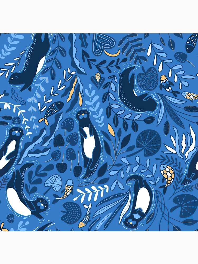 Otters With Abstract Fishes by LittleShop79