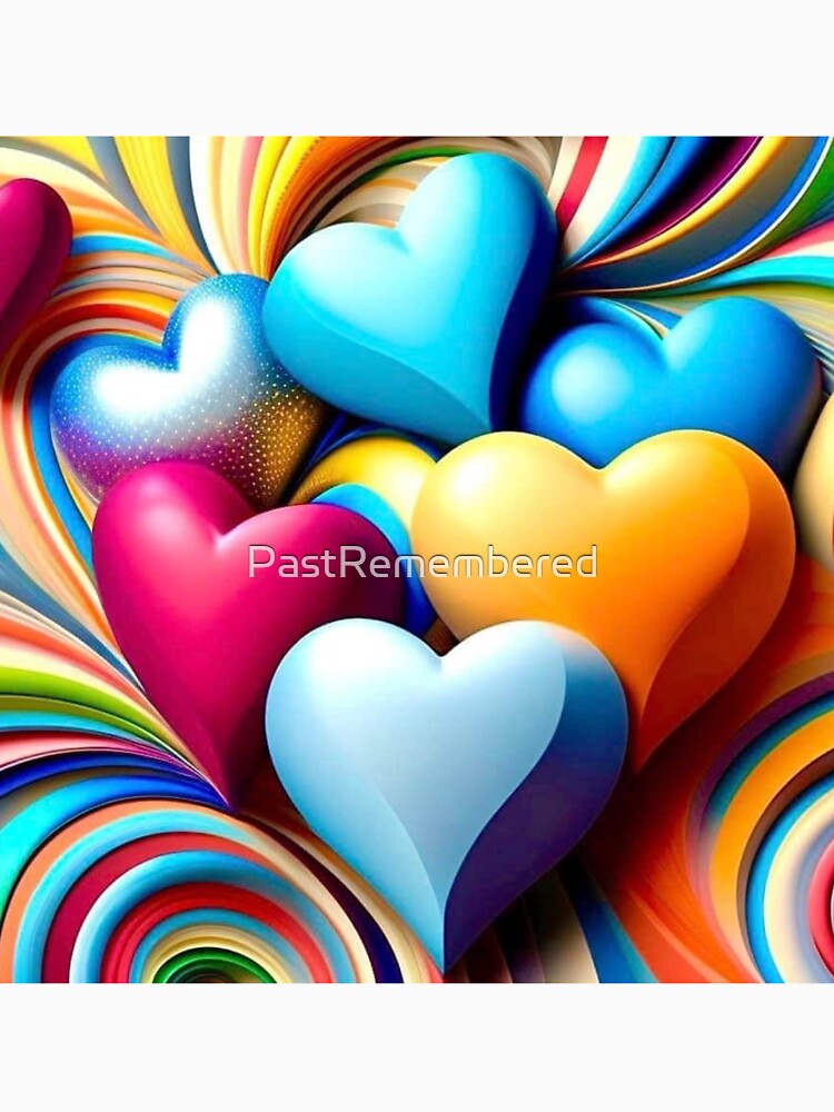 3D Colorful Hearts Design – Vibrant Romantic Graphic for Apparel & Home Decor by Compass and a Camera