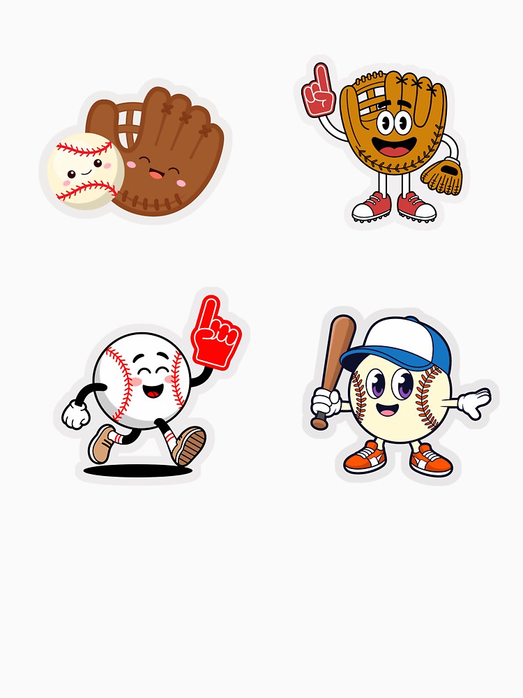 Cute Vintage Cartoon Baseball Sticker Sheet by KAWAII STUDIO NB