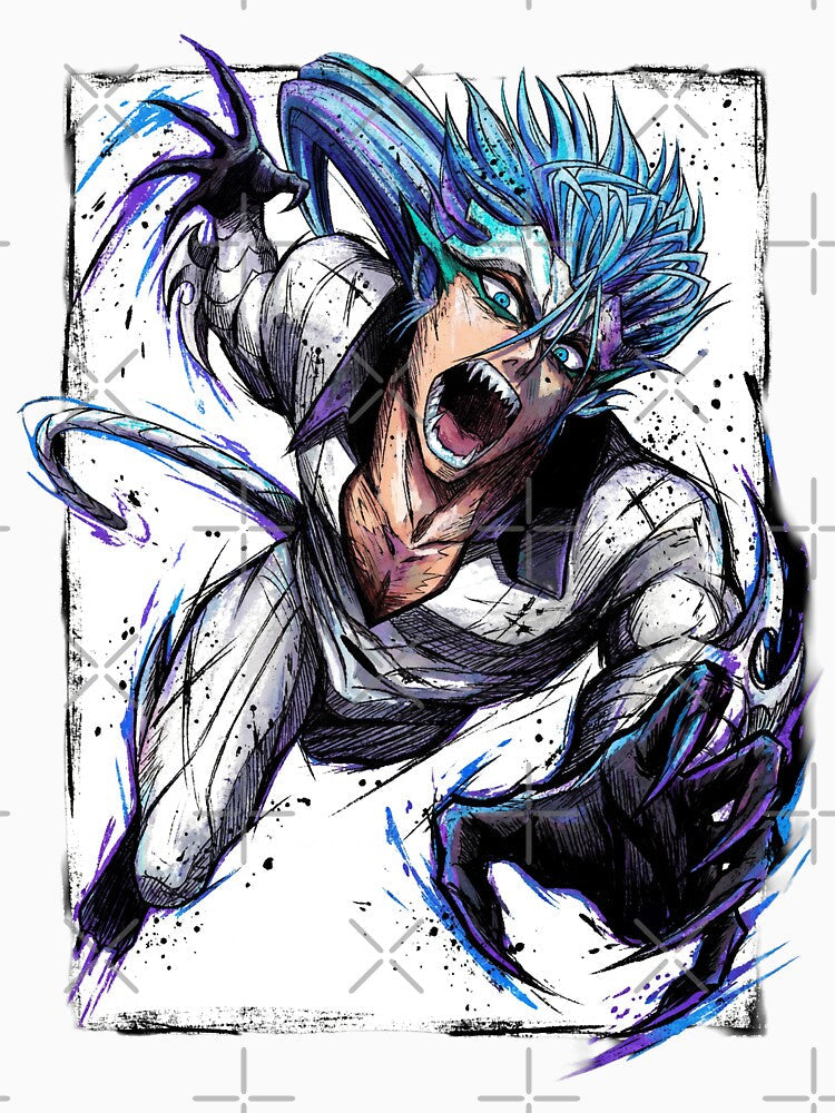 Grimmjow Feline Espada Fighter Manga Style – Intense Eyes Hollow Mask by Senpaiwaves Unisex