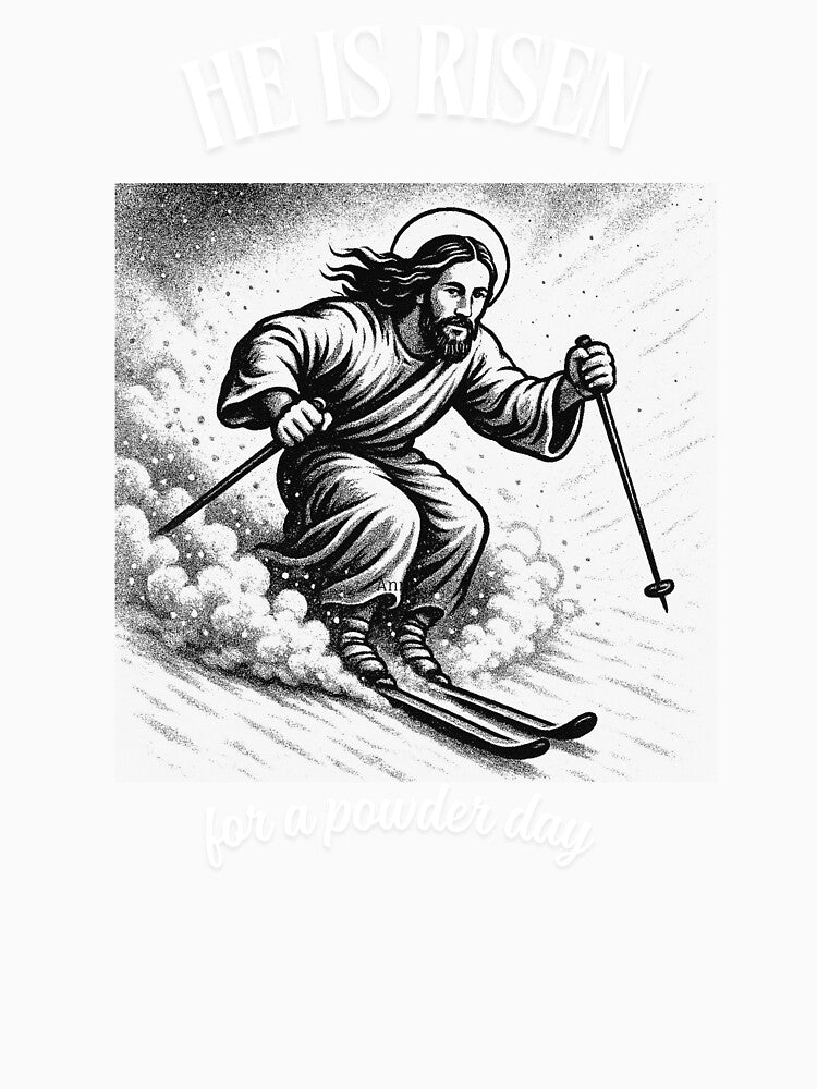 Jesus skiing, on a powder day by MAGGIOREdesign Unisex