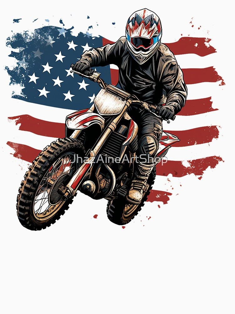 Motocross Us Flag Design | PNG Sublimation. by JhazAineArtShop