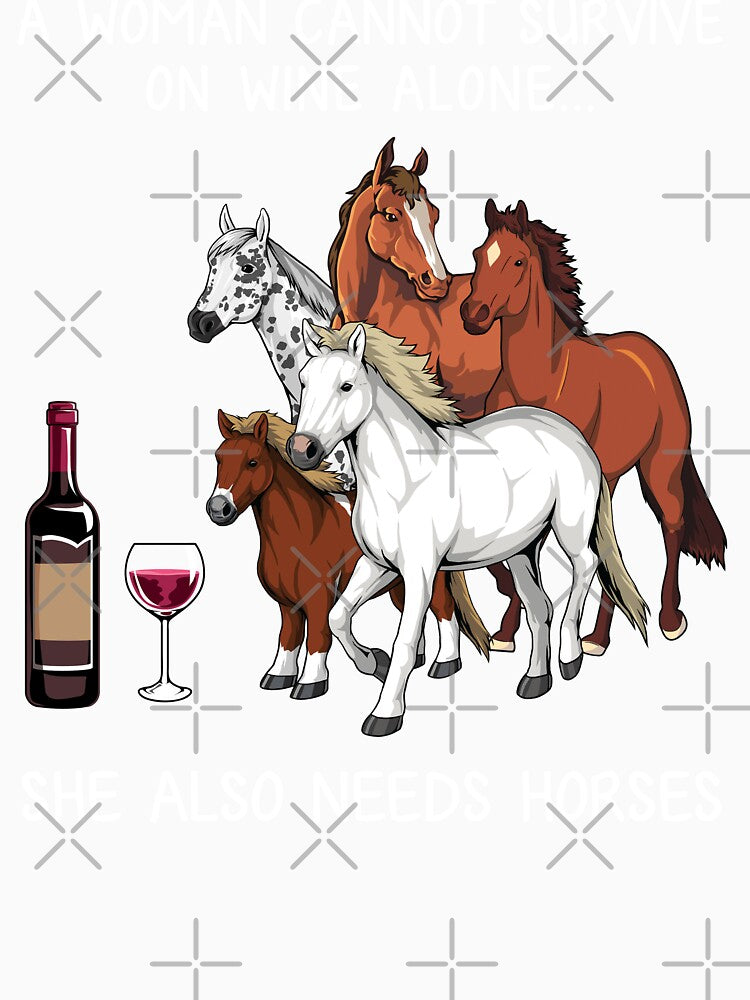 Funny Women Horses and wine by TeeDoozy Unisex