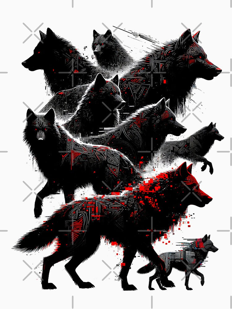 Neo-Tribal Glitch Wolf Pack by TommySpark Unisex