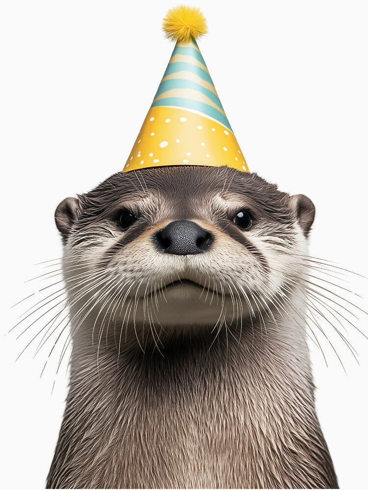Cute Otter with Party Hat Birthday Celebration by LazyOwlStore