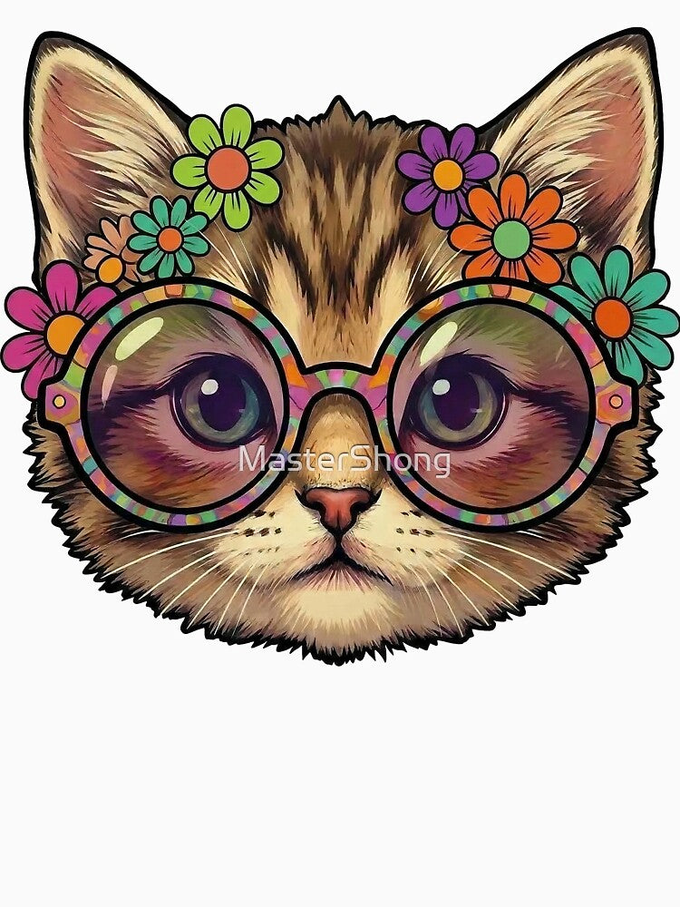 Hippie Kitten Cat by MasterShong Unisex