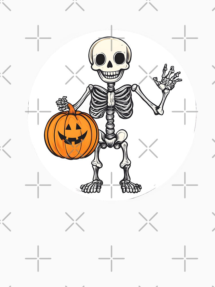 Skeleton with Halloween Pumpkin Companion by CharmingQuill