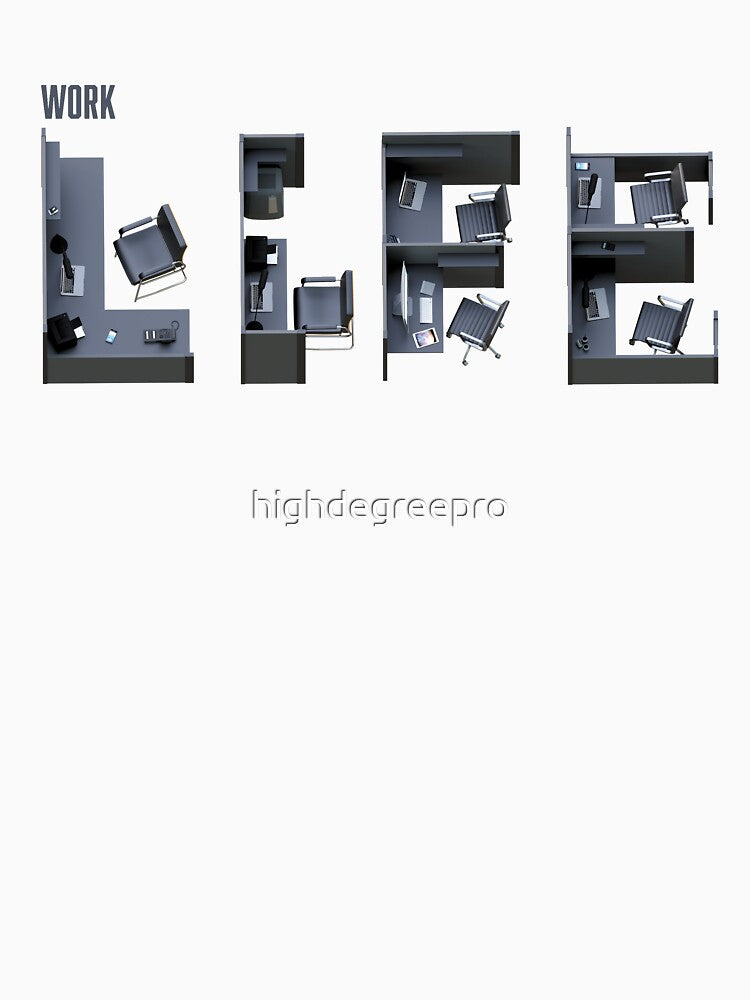 Work life spelled with office cubicles - Funny Pun by highdegreepro Unisex
