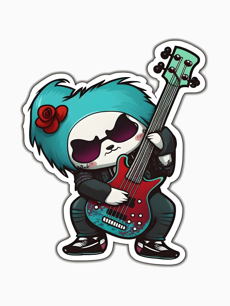 Goth Panda EMO Rock Sticker - Goth Pandas Rock On by StreetShirts1 Unisex