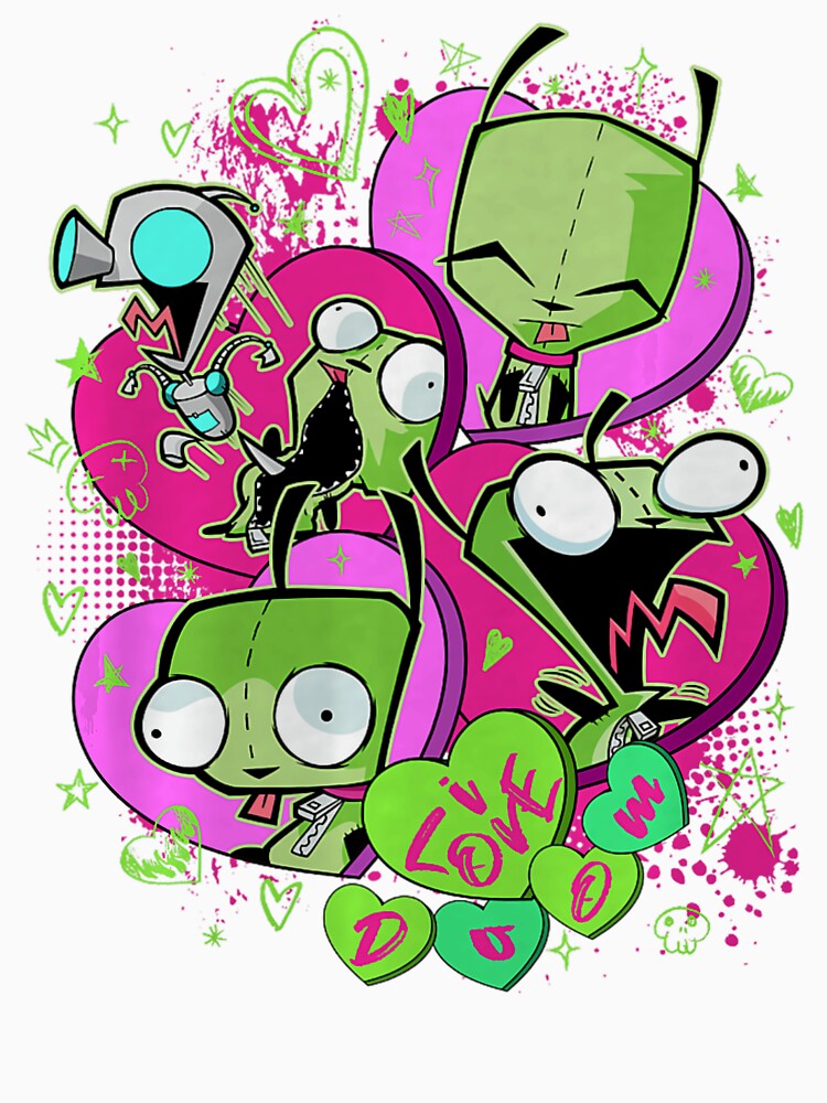 Invader Zim GIR Valentine Love Doom Cartoon Graphic Design by layprotuninec Unisex
