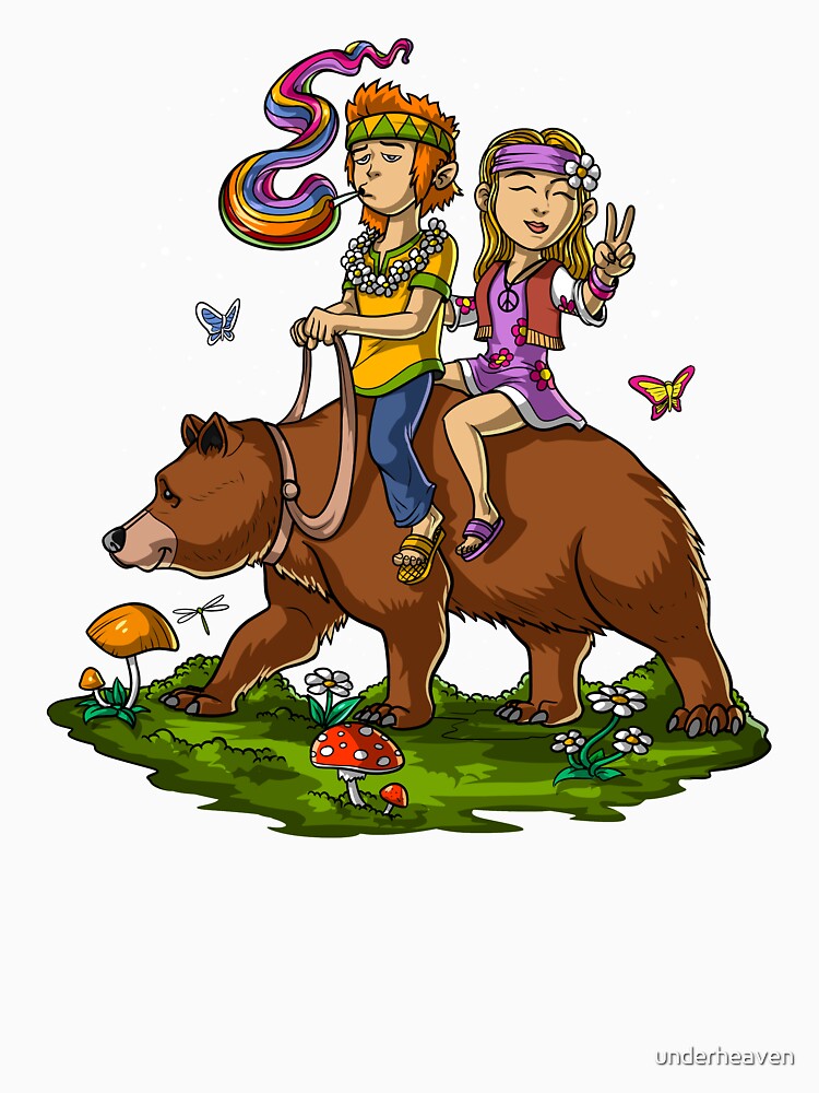 Hippies Riding Bear by underheaven Unisex