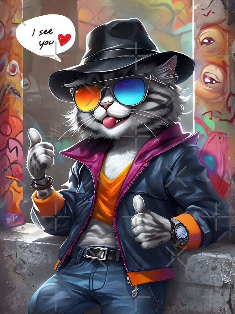 Stylish cat in an urban setting. by MyHappyArtShop Unisex