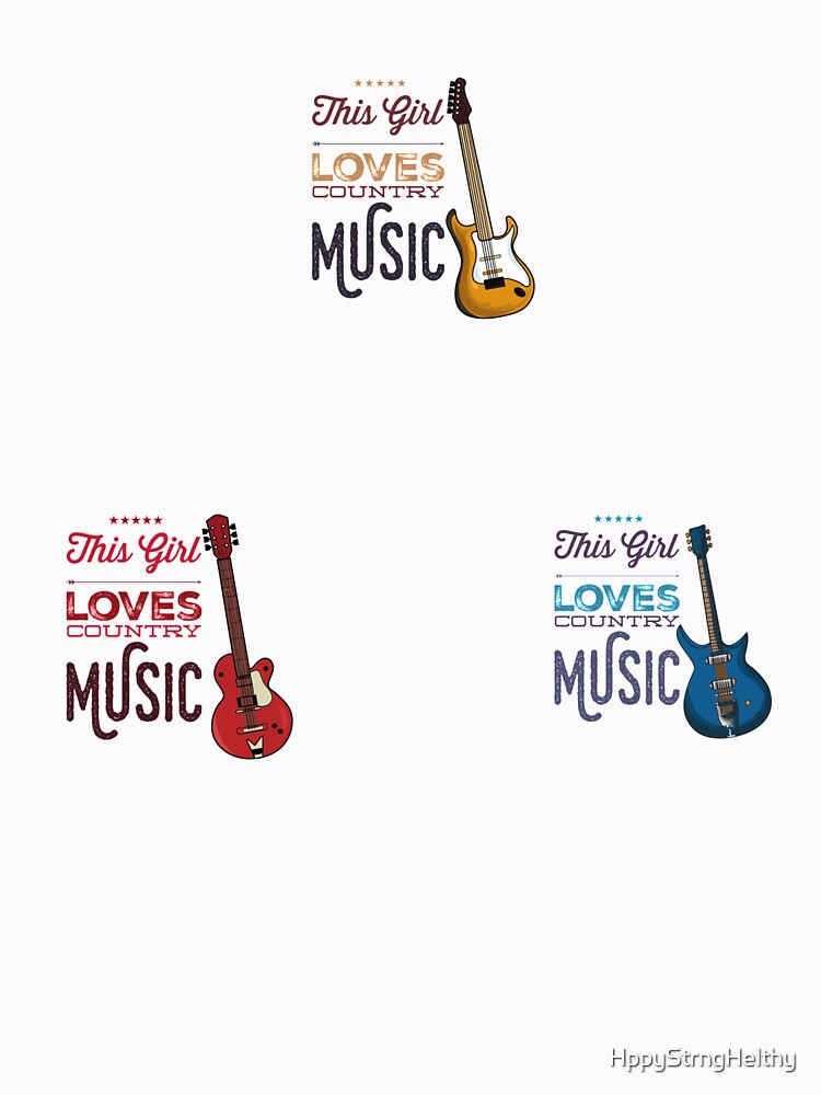 This Girl Loves Country Music with Electric Bass Guitar Brown Red Blue Pattern Image by HppyStrngHelthy