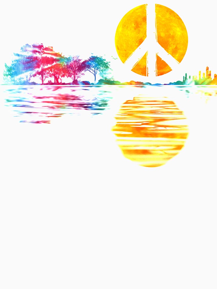 Hippie Guitar Moon I Guitarist Musician Peace Sign by Amazing Designs Unisex