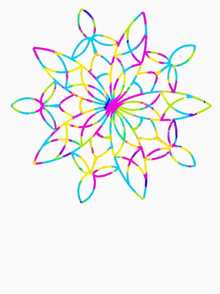 Multicoloured mandala on black background by Starlett Designs Unisex
