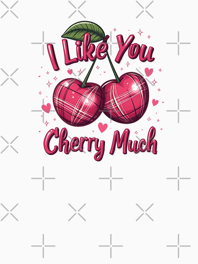 I Like You Cherry Much: Pink Plaid Cherries & Sparkles by Polarisofficial
