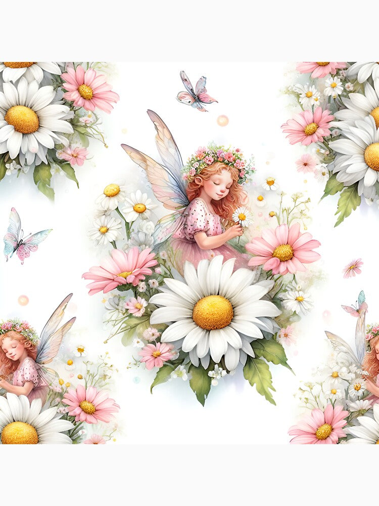 Watercolor Design Daisy With Fairy by Nicesiri