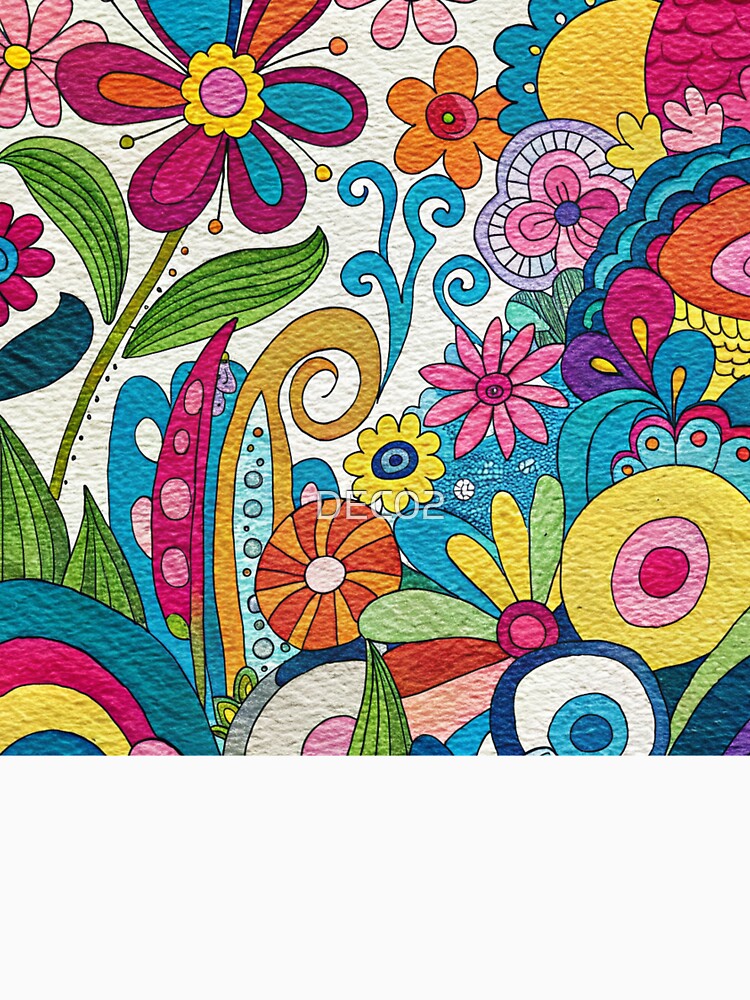 Retro 1960's Colorful Vibrant Floral Hippie Art Designs by DEC02 Unisex