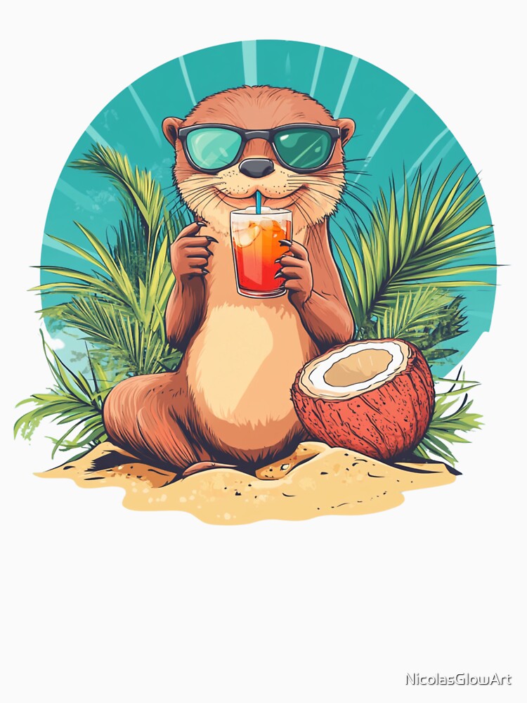 Otter On Beach by NicolasGlowArt