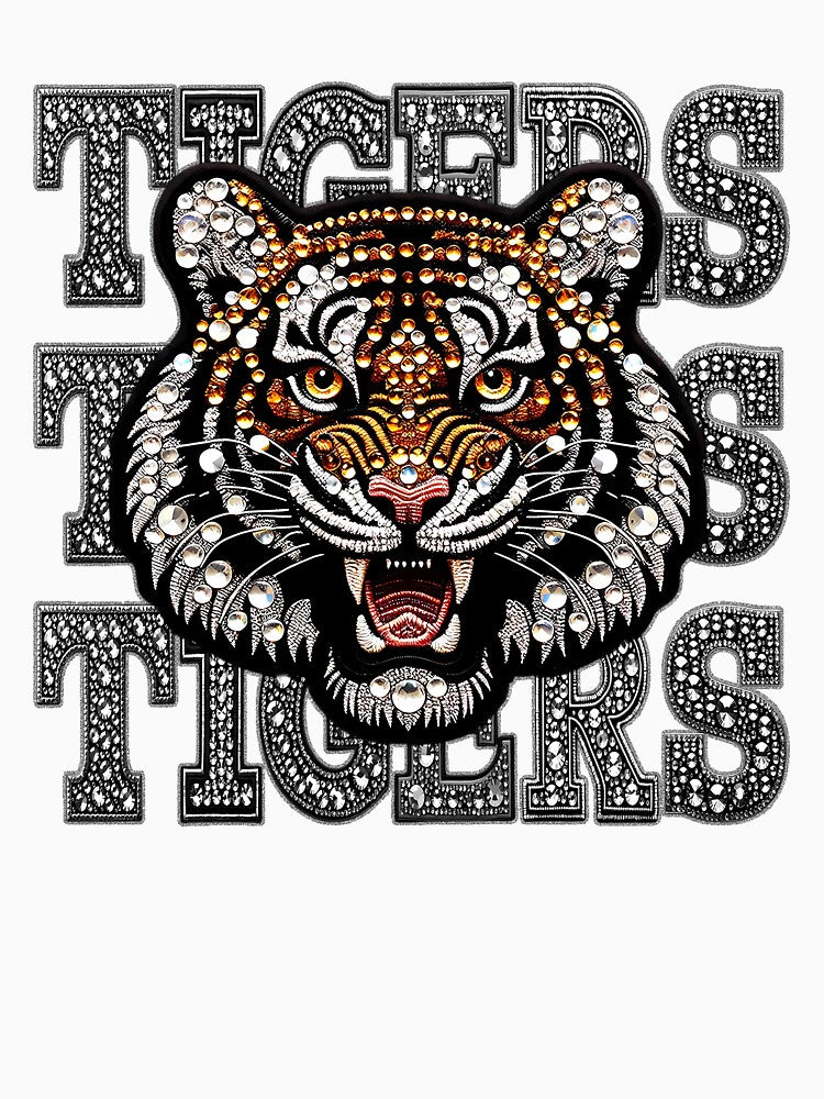 Sparkly Tiger Png, Faux Embroidery Png, Mascot Png, Rhinestone Tiger Png, T-Shirt Design by PrintArtAngie