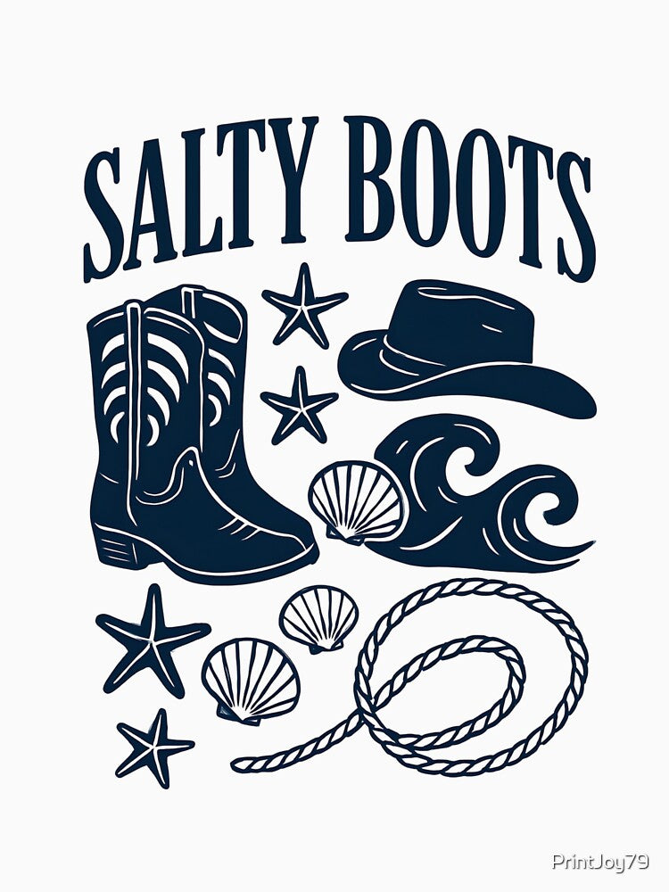 Salty Boots Western Beach Design by PrintandJoy
