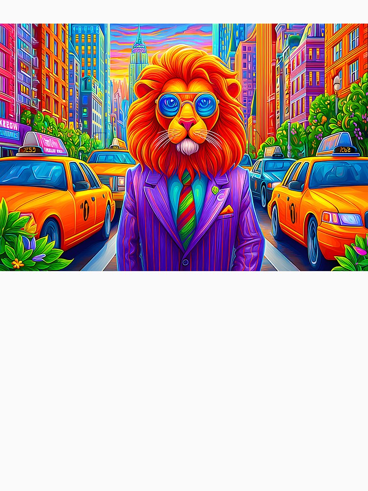 Stylish Lion in a Vibrant Cityscape Setting by Artessie Unisex