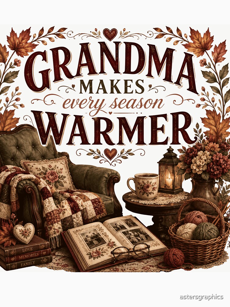 Grandma Makes Every Season Warmer – Autumn Grandma Gift Design by astersgraphics