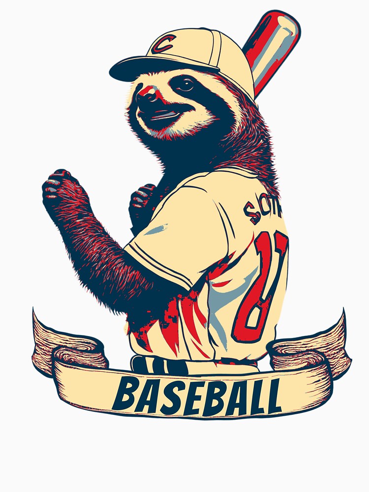 Sloth Baseball Player Vintage by TrueArtsStore