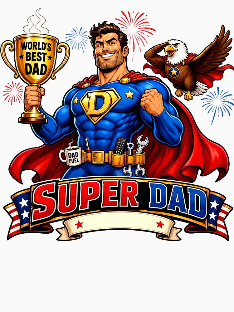 Super Dad Father's Day Superhero Comic Gift by Zara Art House