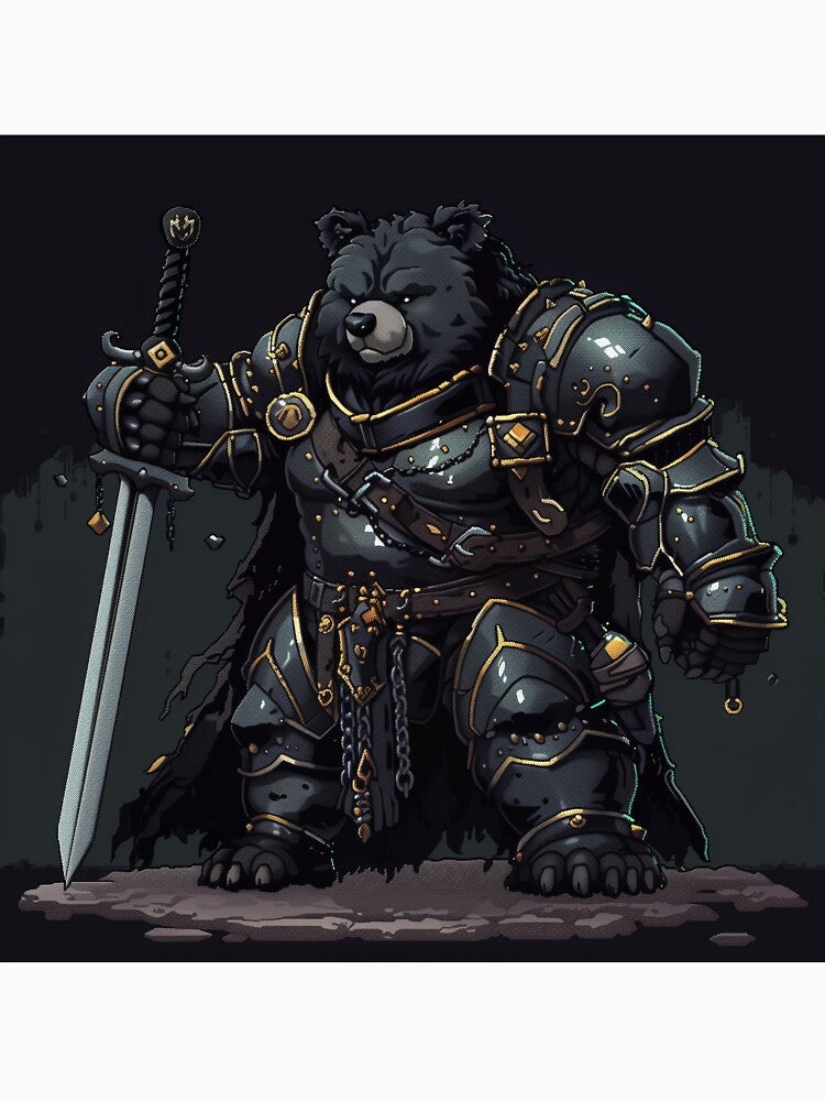 Bear Knight Pixel Art by Kaos-Bit Unisex