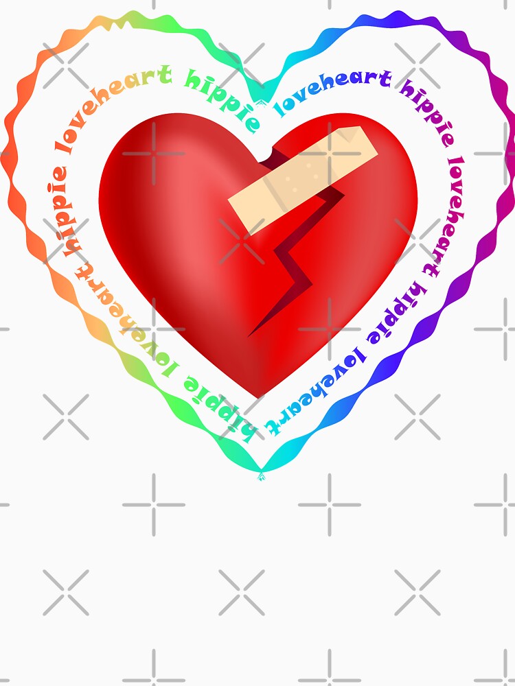 Hippie loveheart rainbow typography by CutieBlue Unisex