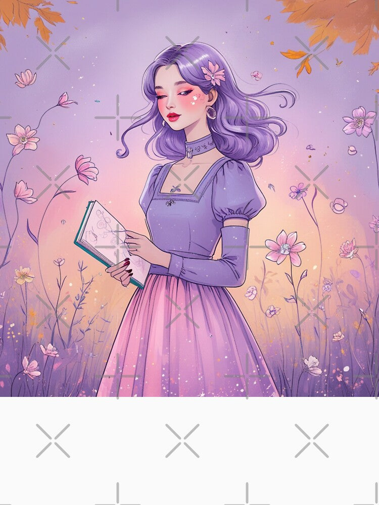 Aesthetic Girl in Pastel Dream – Purple & Pink Floral Fall Design by MOTAS FASHION Unisex