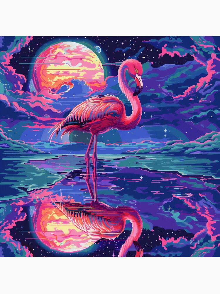 Cosmic Flamingo Pixel Art by Kaos-Bit Unisex