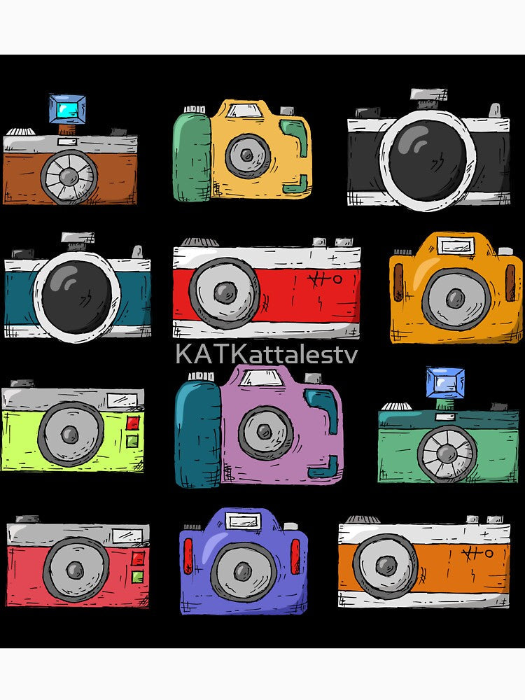 Cameras on Black by KATKattalestv Unisex