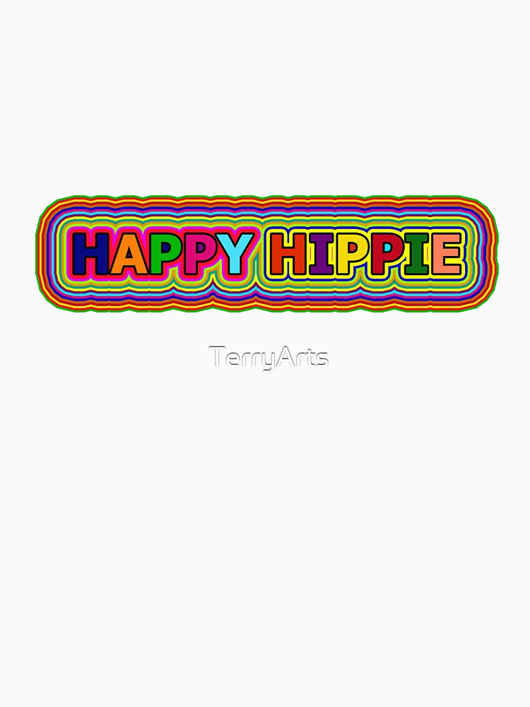 Colorful Happy Hippie Words Free Spirit Colorful Retro Lines 1 of 4 by Beachy Unisex