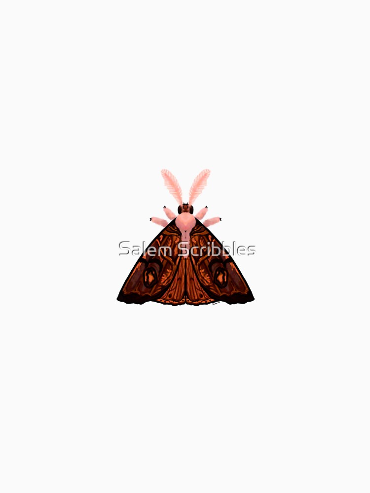 Dark Wood Moth green background by Salem Scribbles